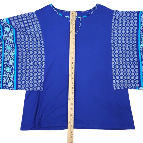 Chicos Pullover Top Womens 2 US L Paisley Handkerchief Batwing Sleeve Keyhole - Picture 5 of 16